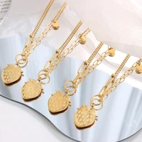 strawberry pendant necklace 316l stainless steel colorfast chain splicing necklaces gifts for friends cute jewelry wholesale