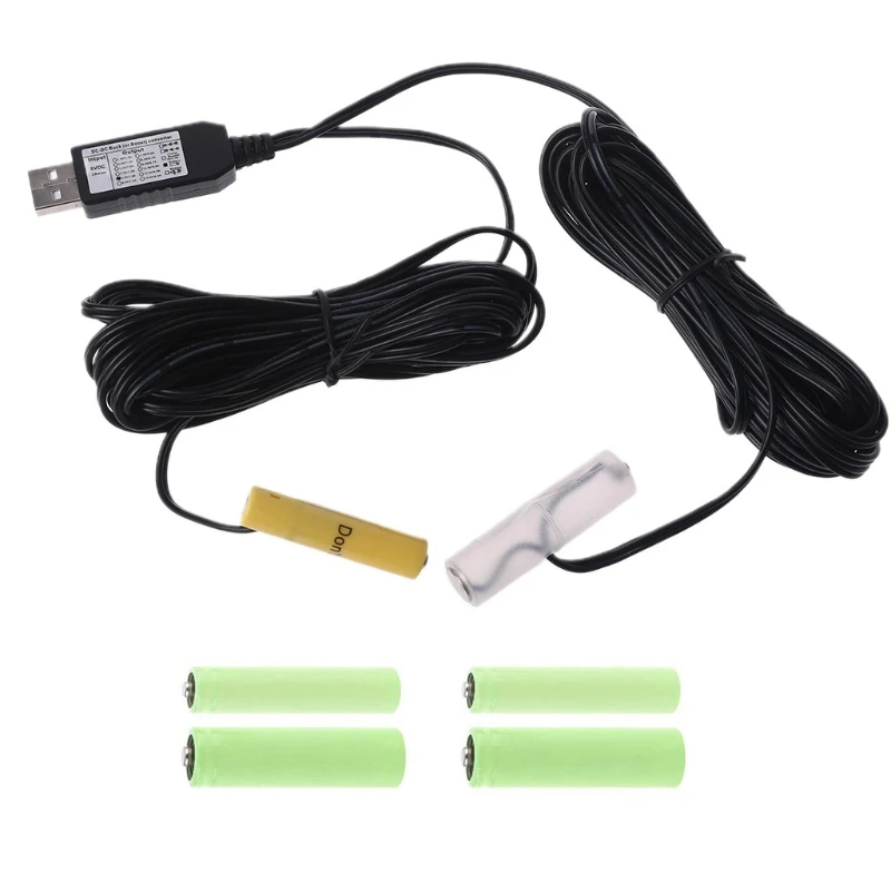 

6V LR6 4 AA LR03 4 AAA Battery Eliminator USB Power Supply Cable Replace 4pcs 1.5V AA AAA Battery for Toys LED Lamp K1KF