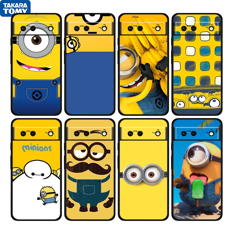

Minions Cartoon Funny Shockproof Cover for Google Pixel 6 6a 6Pro 5 5a 4 4a XL 5G Black Phone Case Shell Soft Fundas Coque Cover