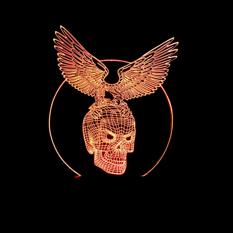 

3D Acrylic Lamp Skull Eagle Touch The Remote Control LED Night Light A Gift for A Friend Home Furnishing Decoration Cool Gifts