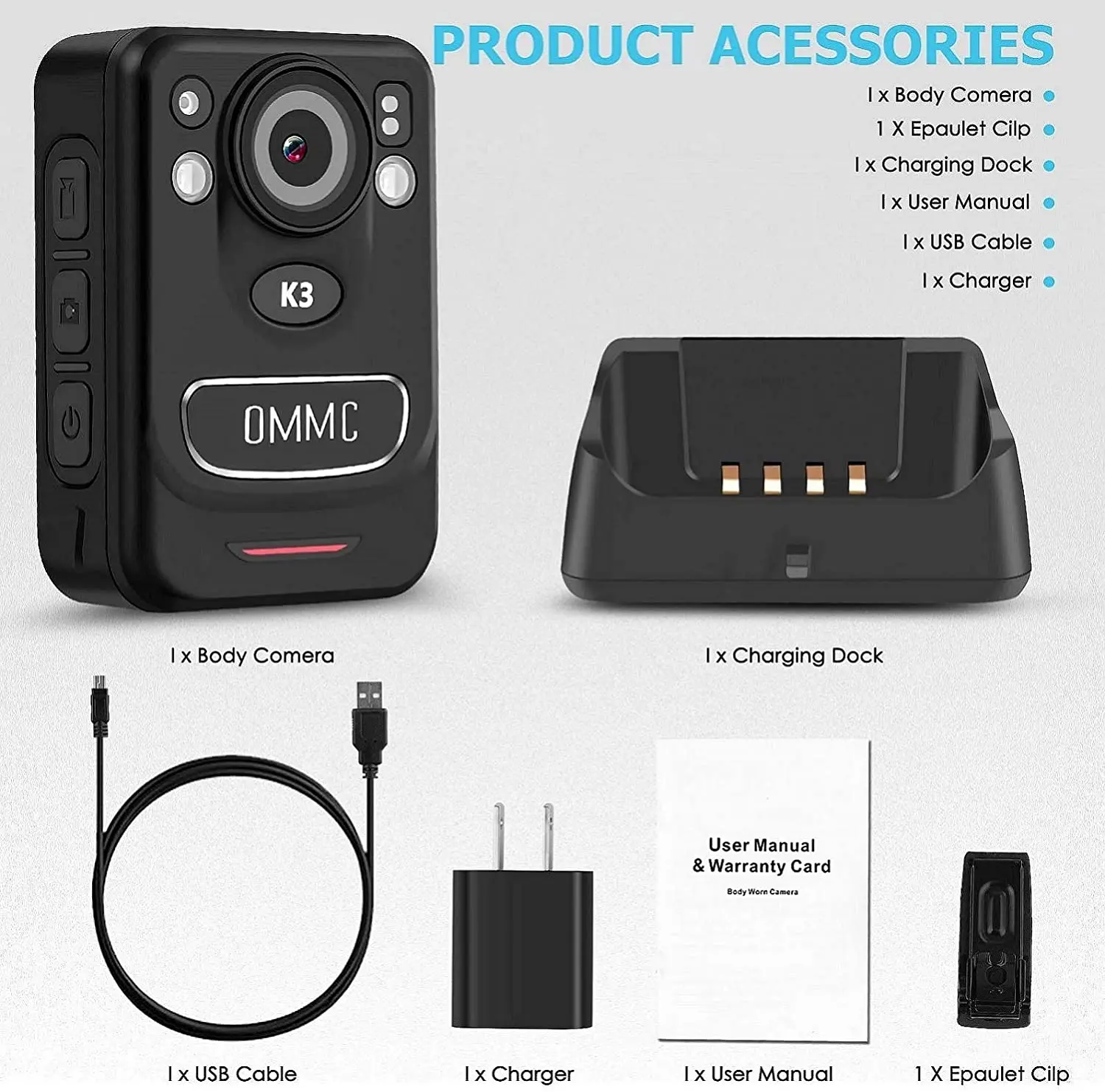 CammPro OMMC K3 1440P HD полицейская камера портативная для тела с записью звука носимое