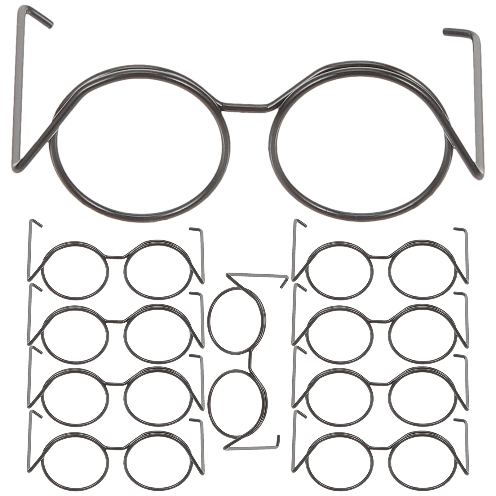 

10pcs Glasses Metal Wire Rim Eyewear Mini Sunglasses Dolls Dress Up Toys