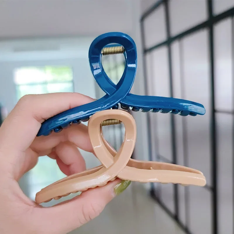 Корейские простые однотонные заколки для волос женщин модные большие акриловые