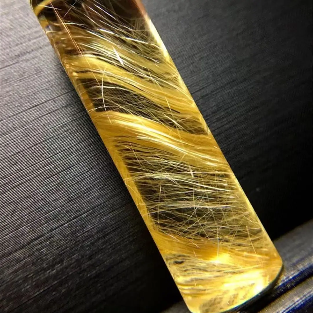 

Top Natural Gold Hair Rutilated Quartz Pendant Jewelry For Woman Lady Man Wealth Beauty Gift 41x12x10mm Beads Crystal AAAAA