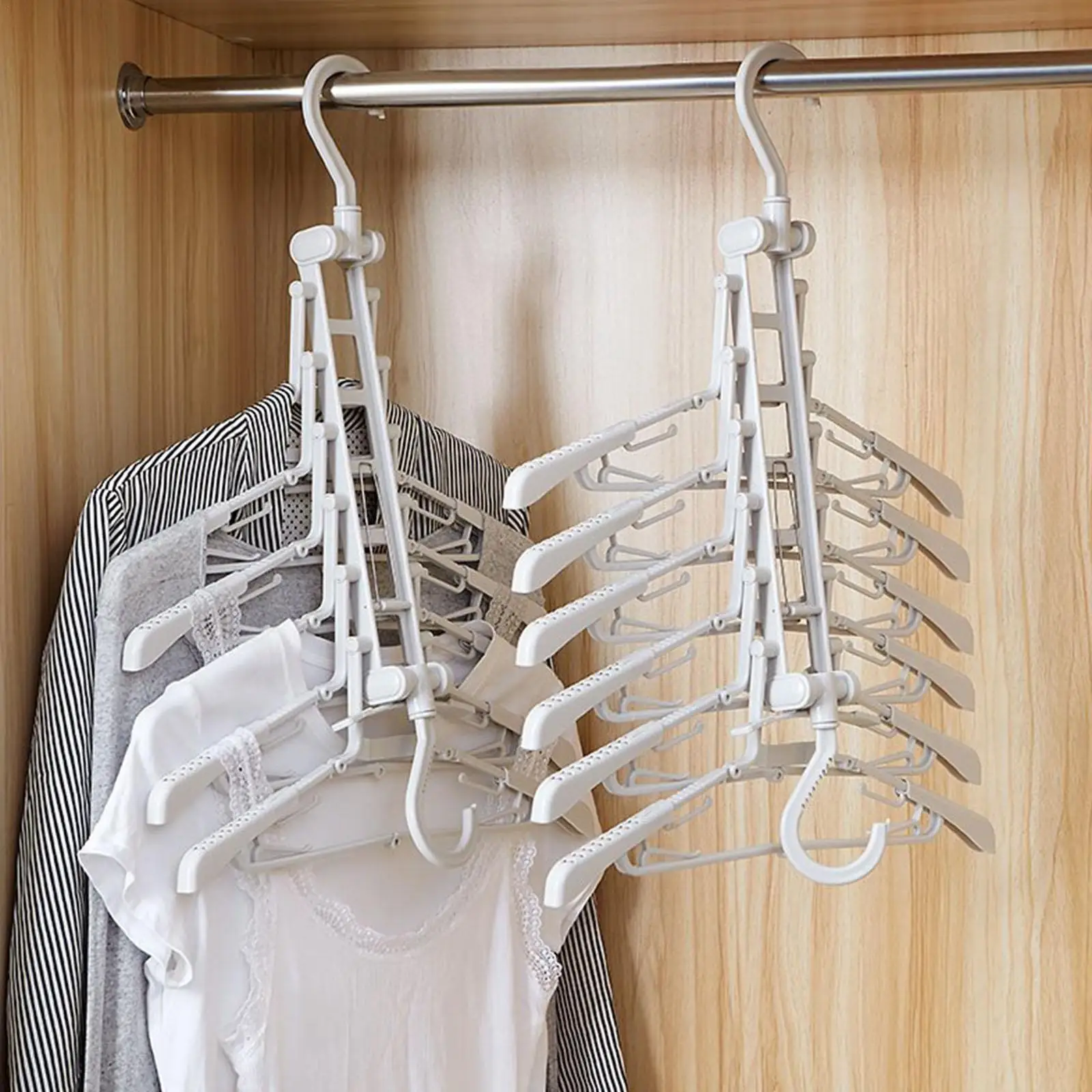

Creative Multi-layer Folding Hanger Multi-purpose Coat Space Save Storage Storage Clothes Drying Wardrobe Racks Racks Trous X8T0