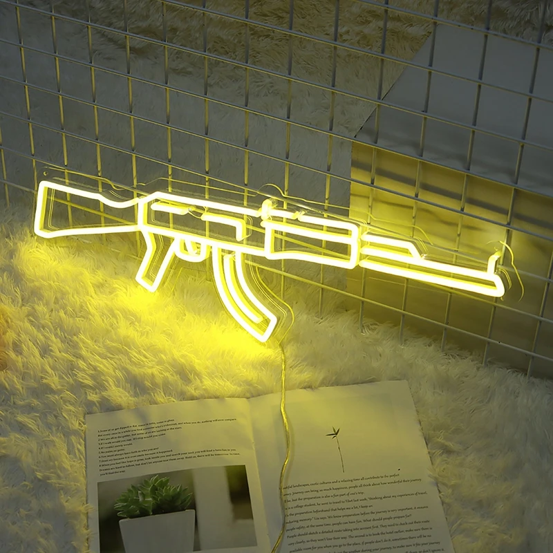 Неоновые вывески ak47 светодиодный светильник для бара паба клуба дома настенный