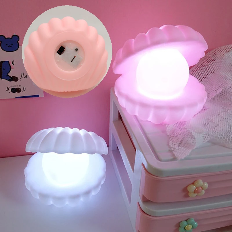 

СВЕТОДИОДНЫЙ ночник в виде жемчужной ракушки, светильник в виде русалки, ночник в виде сказочной ракушки для прикроватной тумбы, рождествен...