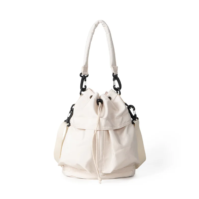 EZeasy Light Luxury Niche Designer Bags for Women Fashion Versatile Nylon Drawstring Bucket Bag Large Capacity Bag Shoulder Bag