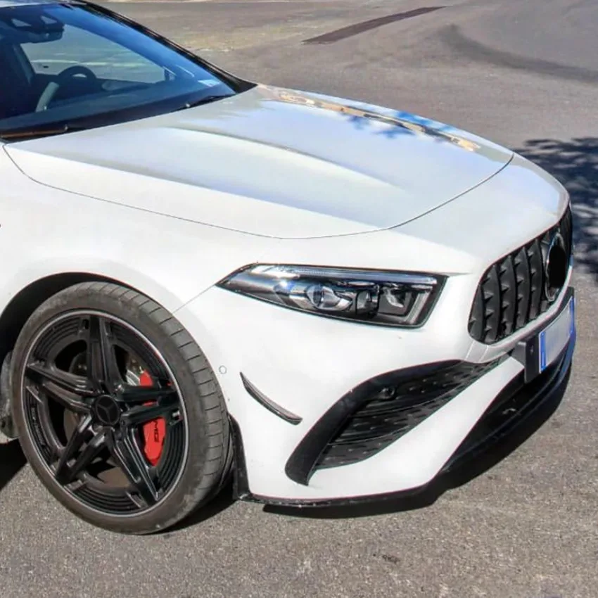 Сплиттер переднего бампера для Mercedes Benz A Class W177 A180 A200 A35 A45 AMG 2023 + глянцевые черные