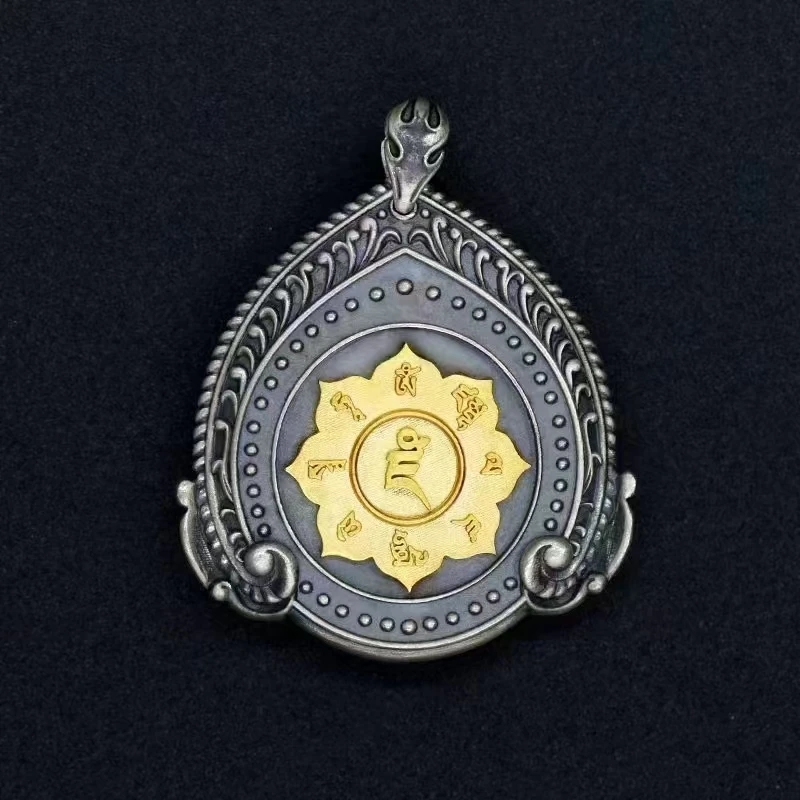 Прецизионная инкрустация серебряная зеленая Тара четырехугольная Бодхисаттва