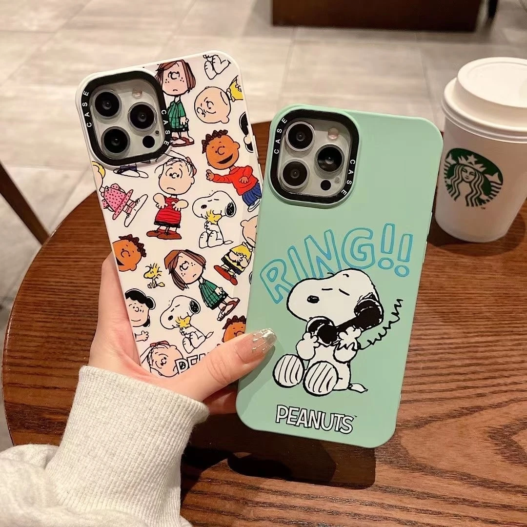 

Trend Brand Anime Snoopy Charlie Cartoon Phone Cases For iPhone 13 12 11 Pro Max XR XS MAX X 7/8Plus Couple Anti-drop Soft Cover