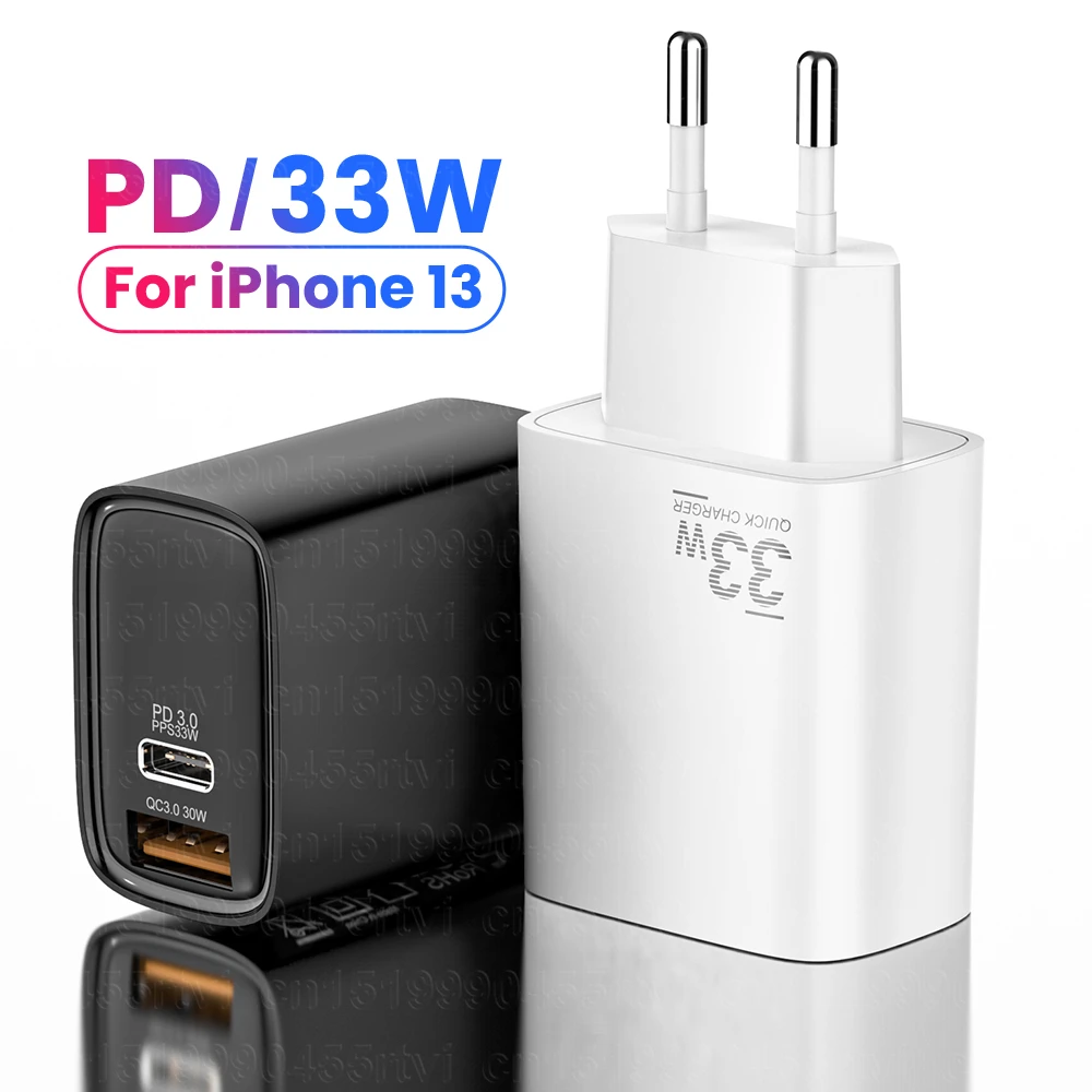 

33W PD Fast Charge Adapter For MacBook Pro Laptop Type C PD Quick Charger For iPhone 13 11 iPad Huawei Xiaomi Samsung Poco