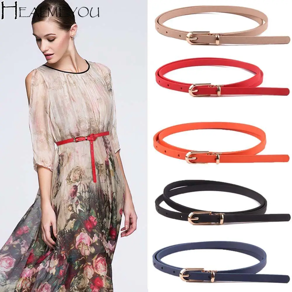 

Women's Faux Leather Belt Candy Color Slim Belt Adjustable Belt Women's Dress Belt Cinturon Mujer Cinto Feminino