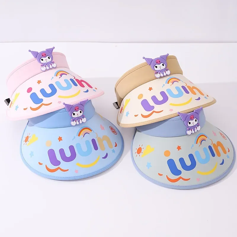 Детская кавайная Солнцезащитная шляпа Sanrio Kuromi с защитой от ультрафиолета летняя