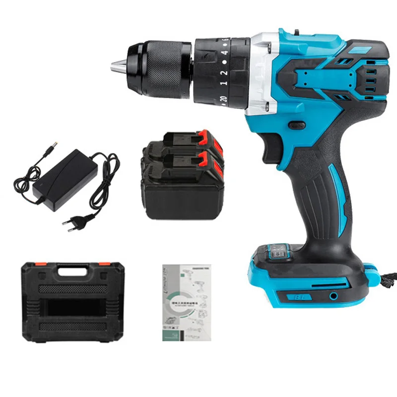 

3 In 1 13mm Brushless Electric Hammer Drill Electric Screwdriver 20+3 Torque Cordless Impact Drill for Makita 18V Battery