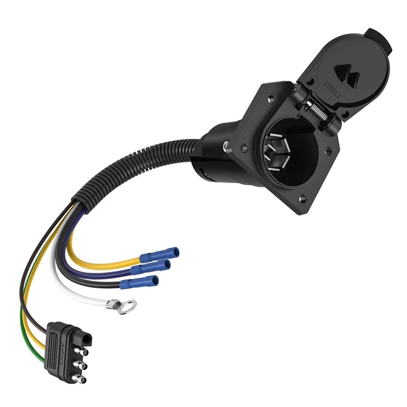 

4 Pin to 7 Pin Adapter Trailer Adapter Plug End 4 Pin to 7 Pin Electrical Connector with Mounting Bracket ForTruck, Car