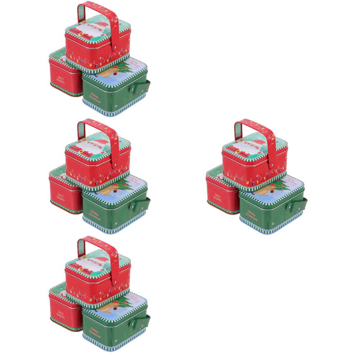 

Christmas Candy Tins Tin Gift Container Holder Tinplate Containers Empty Boxpattern Bin Decorative Cookie Holiday Nesting