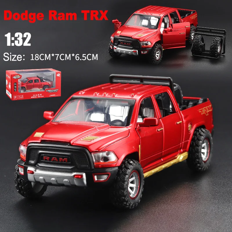 

1:32 Simulation Alloy Car Model New Dodge-Ram TRX-pickup Metal Car Model with Spare Tire Sound and Light Pull Back Toy Car
