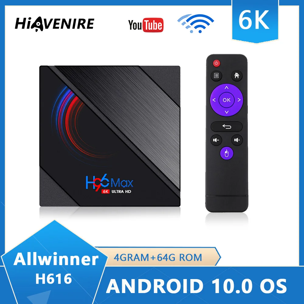 

6K 3D Android 10.0 Smart TV Box With Google Assistant Remote Streaming Media Player Youtube 2GB 16GB 4GB 32/64GB TV BOX H96 MAX