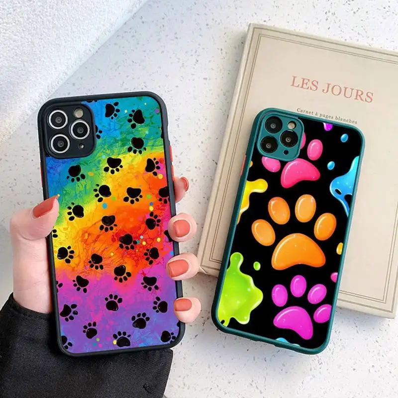 

Dog Paw Phone Case for iPhone 14 11 12 13 Mini Pro Max 8 7 Plus X XR XS MAX Translucent Matte Cover