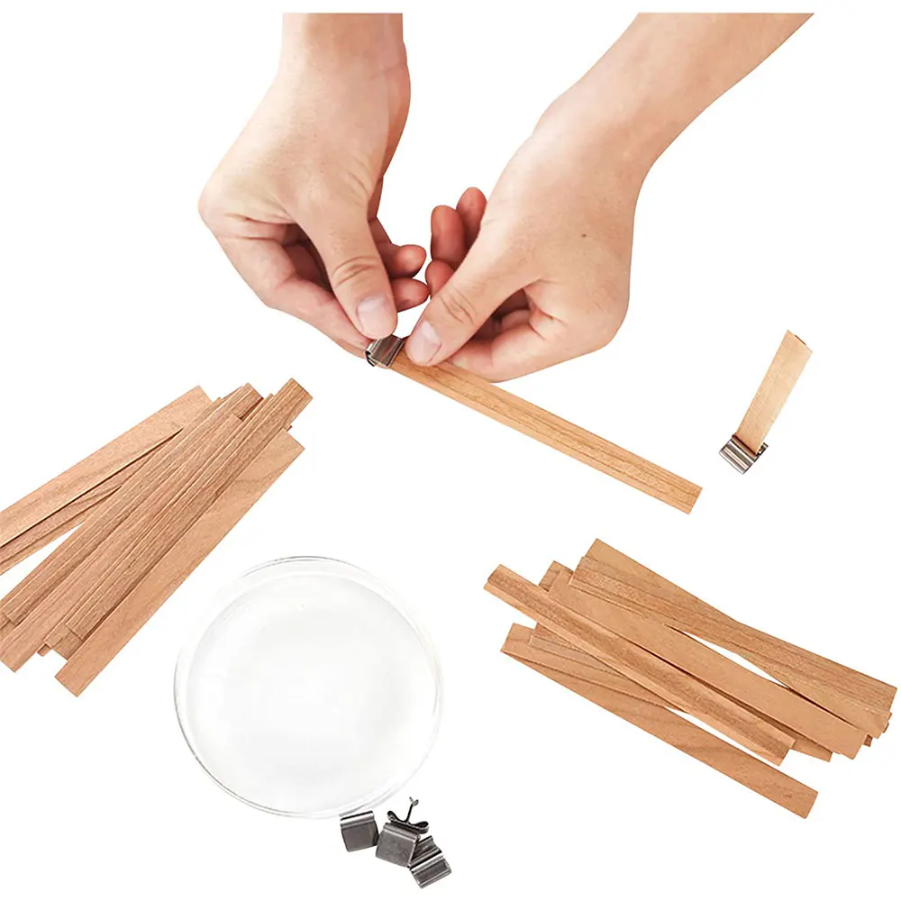 Candle Wicks With Base Wood Wick Core For DIY Making Wooden Set Supplies Handmade Soy Parffin Wax |