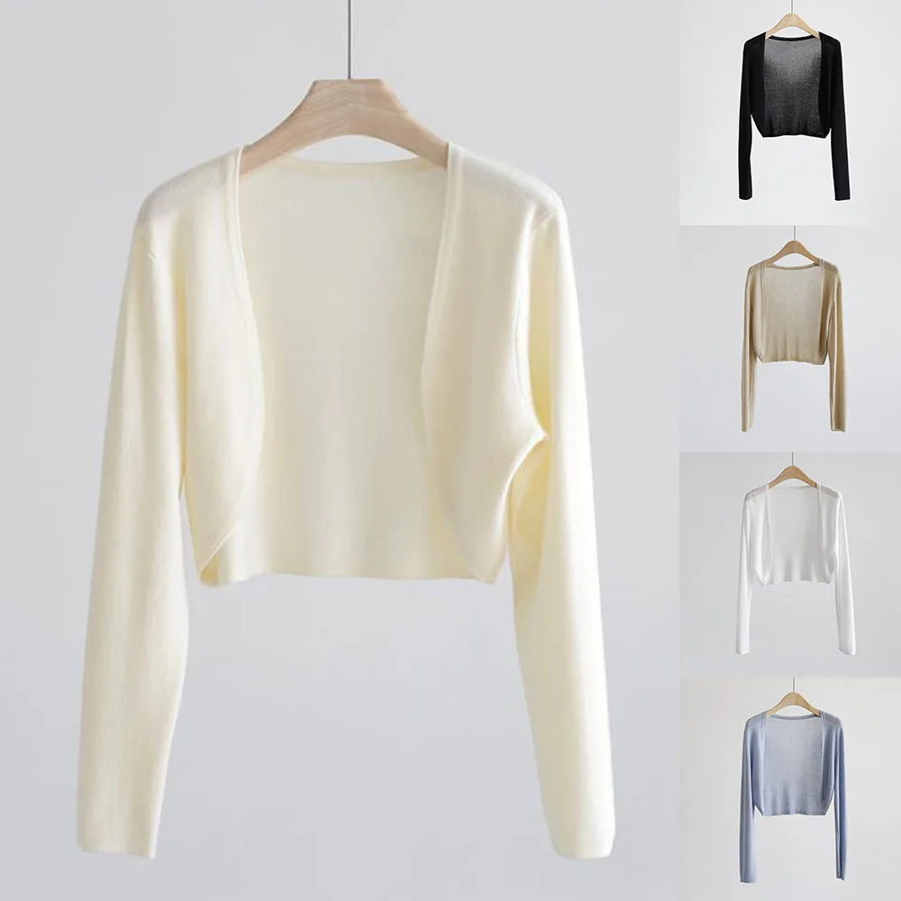 

Long Sleeve Knitted Shawl Air-Conditioned Shirt Coat Tops Cardigan Knit Women Thin Sun Protection Outerwear Shirt Loose Tops