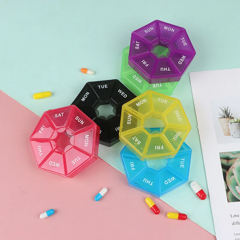 

7 Grids Portable Weekly Pill Box Storage Case Pill Case Container Mini Medicine Organizer Tablet Dispenser Splitters
