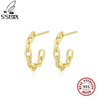 ssteel 925 sterling silver cc chain stud earrings gift for women piercing earing gothic trend 2022 accessories fine jewellery