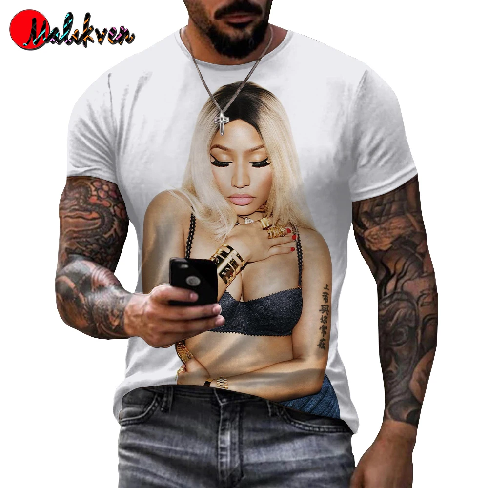 

2022 Sexy Singer Nicki Minaj 3D T-shirt Women Funny Yoga Short Sleeve Bikini Goddess Exposed Men Tshirt Hip Hop Tops