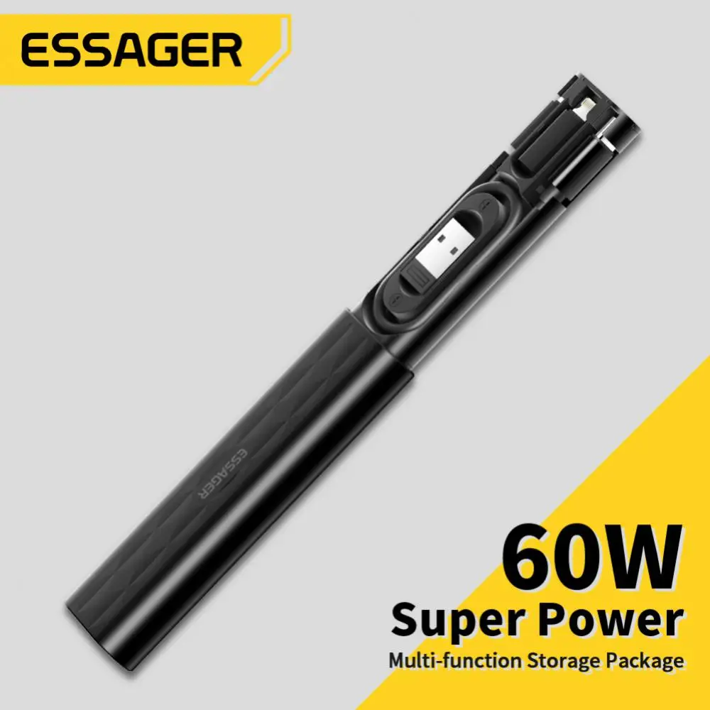 

2a Data Cable Storage Box 60w Data Cable Set Adapter Sim Card Slot Multi-functional Fast Charging