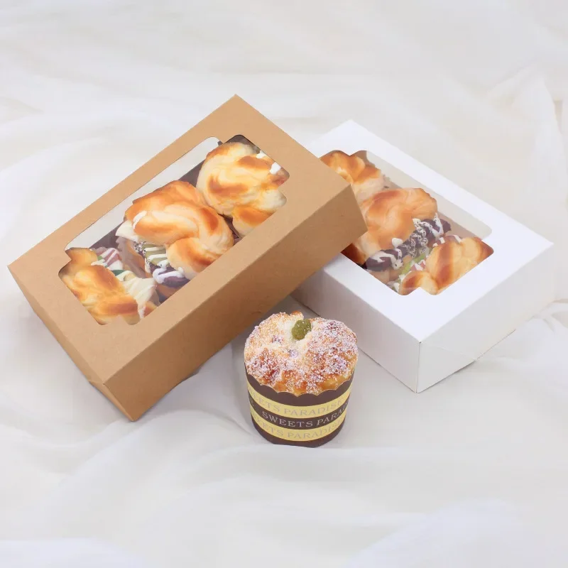 10 шт. белые коричневые бумажные коробки для торта и упаковка подарочная коробка