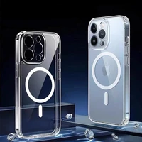 for iphone 12 11 13 pro max 12 13mini hard crystal original magnetic wireless charger case for magsafe camera protector cover