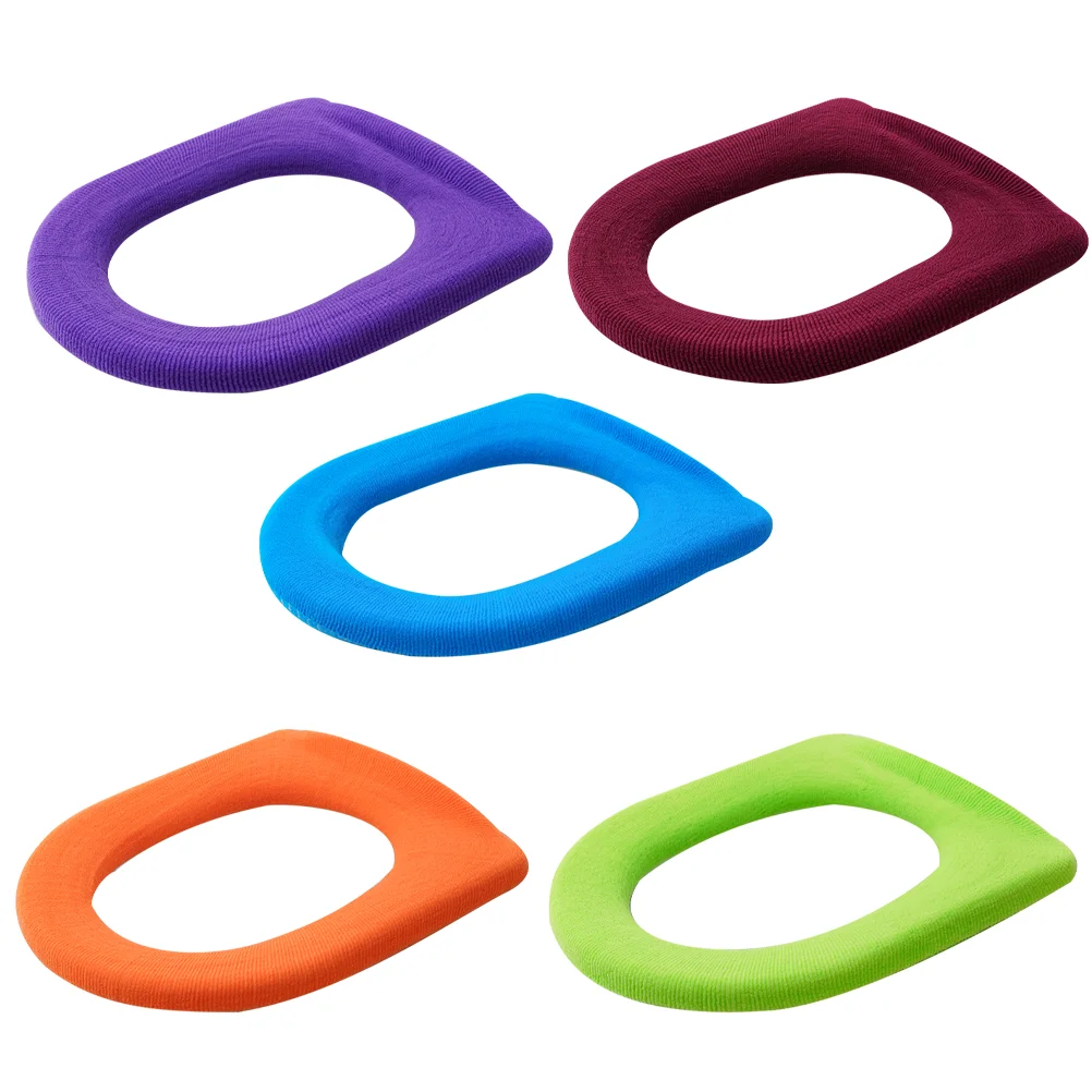 

5pcs Colorful O-shaped Toilet Mat Closestool Mat Durable Useful Toilet Seat Cover Pads for Home Bathroom (Random Color)