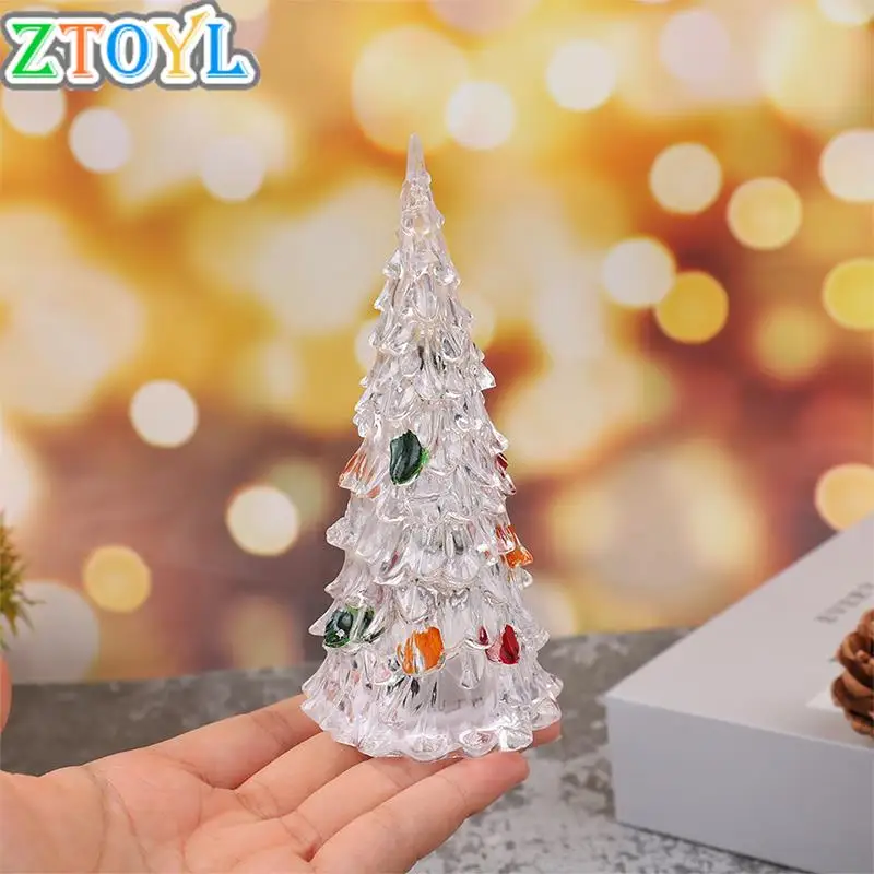

1 шт. миниатюрная Рождественская елка со светодиодсветильник кой, украшение для кукольного домика, рождественская елка, цветная подсветка, ...