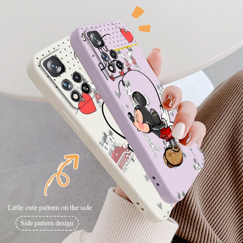 

Phone Case For Xiaomi Redmi Note 11 11S 11T 10S 10 9S 9T 9 8T 8 Pro Plus 5G Comic Disney Minnie Mickey Liquid Rope TPU Funda