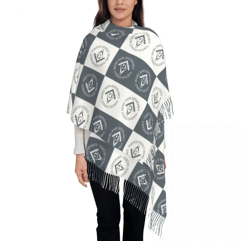 

Personalized Printed Freemasonry Sign Scarf Women Men Winter Fall Warm Scarves Masonic Shawl Wrap