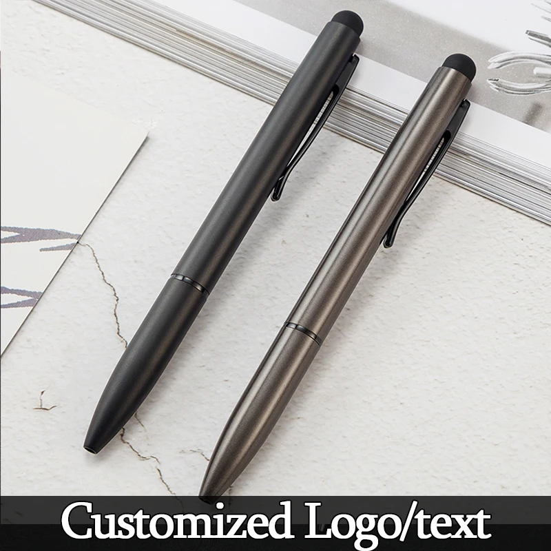 1 Pcs Luxury Multifunction Capacitive Touch Screen Stylus with Ball Point Escolar Metal Ballpoint Pens Customized Logo Name