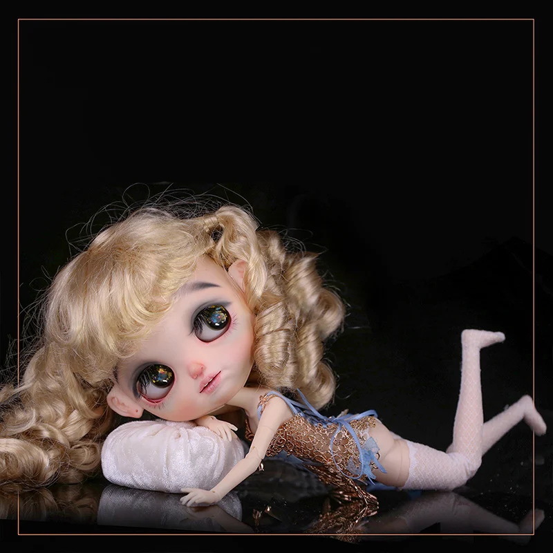 

BJD Doll Wig is Suitable For Blythe Size Doll Accessories Wig Tress Hair Faux Mohair Double Ponytail Bang Curly Hair Wig