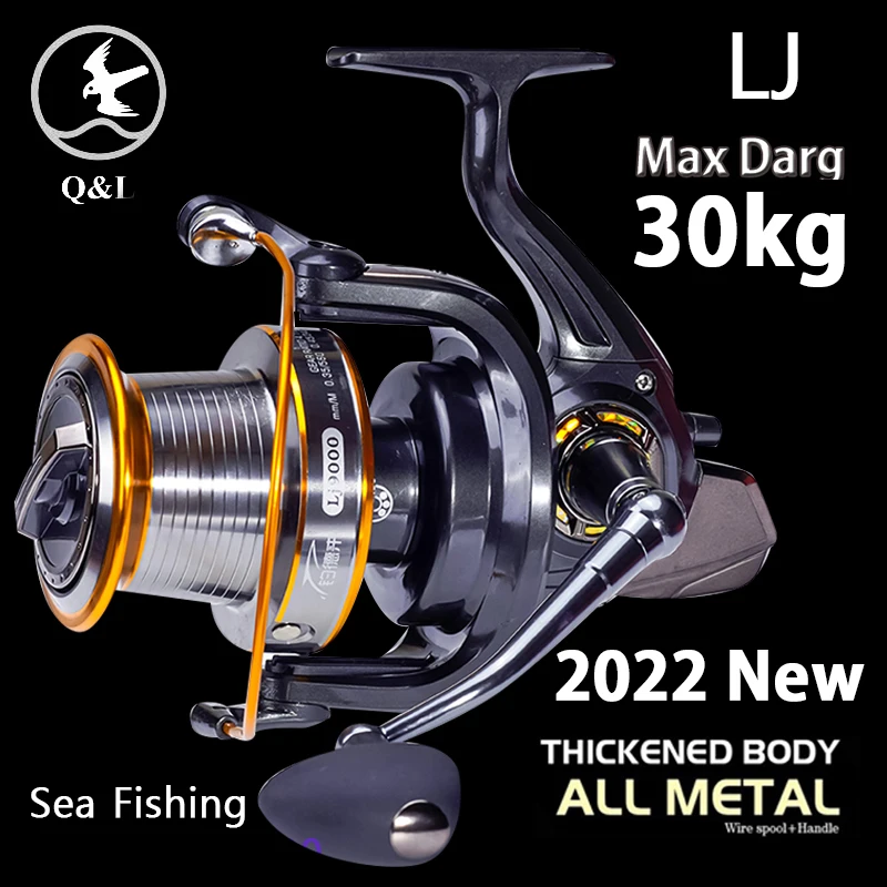 

Q&L LJ9000 Sea 13+1BB CNC Fishing Reel Fishing Reel 30kg Max Drag 4.9:1 Sea All Metal Spinning Fishing Reel Trolling Reel