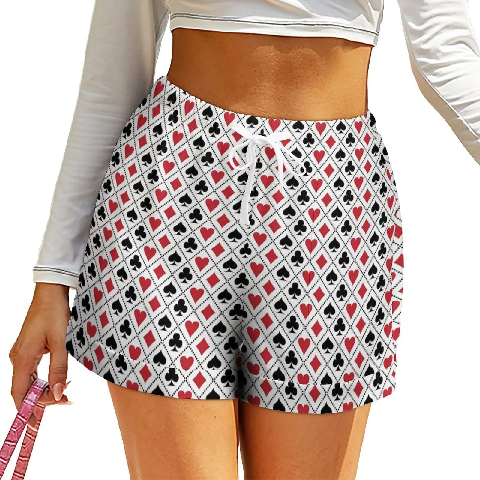 

Playing Cards Shorts Elastic High Waist Night Club Shorts Female Casual Oversize Short Pants Summer Custom Bottoms