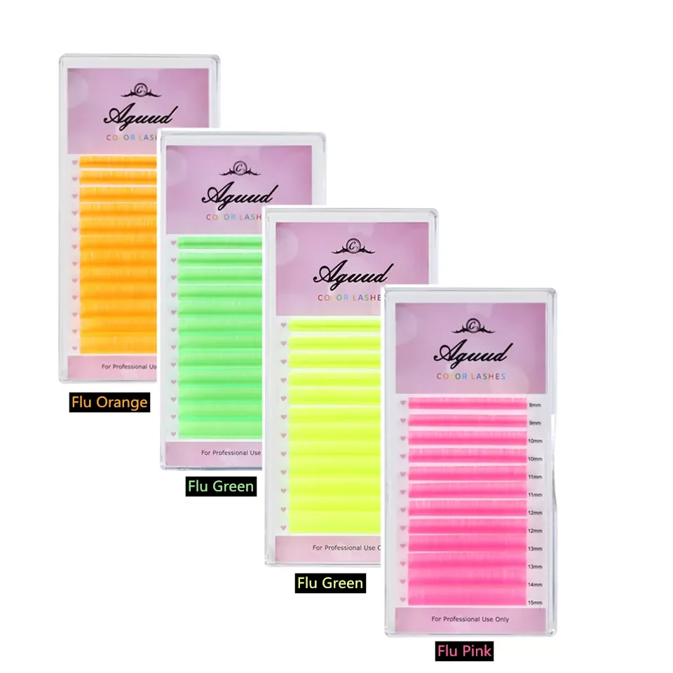 

NEW False Eyelashes Fluorescent Pink Green Yellow Orange Eyelash Extensions Glow in the Dark lashes Christmas New Year Makeup