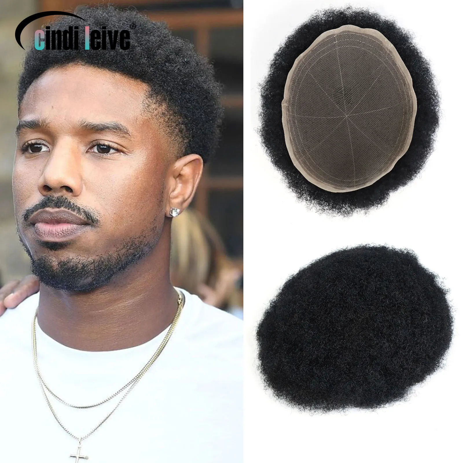 Парик мужской из ПУ кожи с кудрявыми волосами 8*10