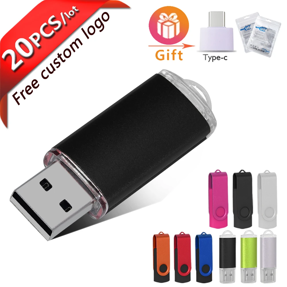 

Free Custom 20Pcs/lot USB Flash Drive Pen Drive 1GB 2GB 4GB 8GB 16GB Pendrive Memory Stick 32GB 64GB cle USB Stick Fast delivery