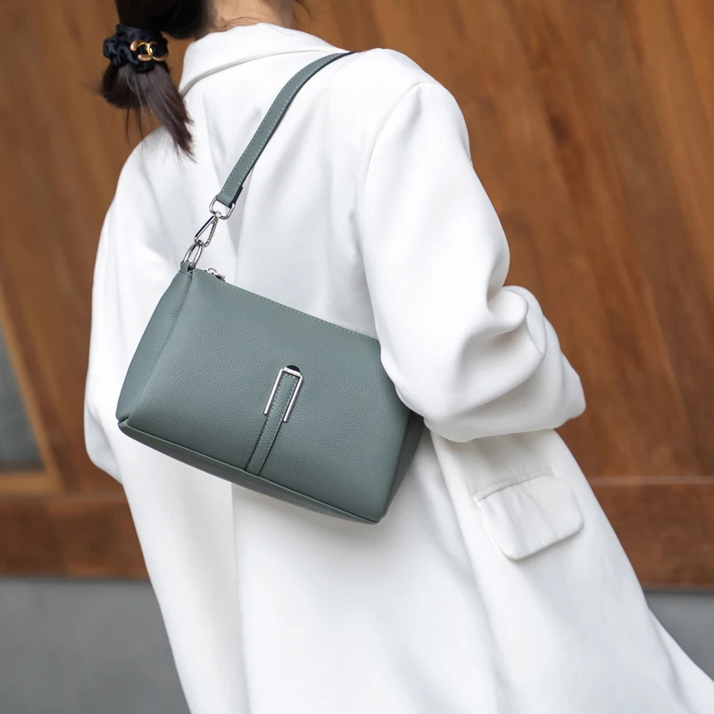 С двумя ремнями с 3 отделениями женская сумка через плечо из натуральной кожи