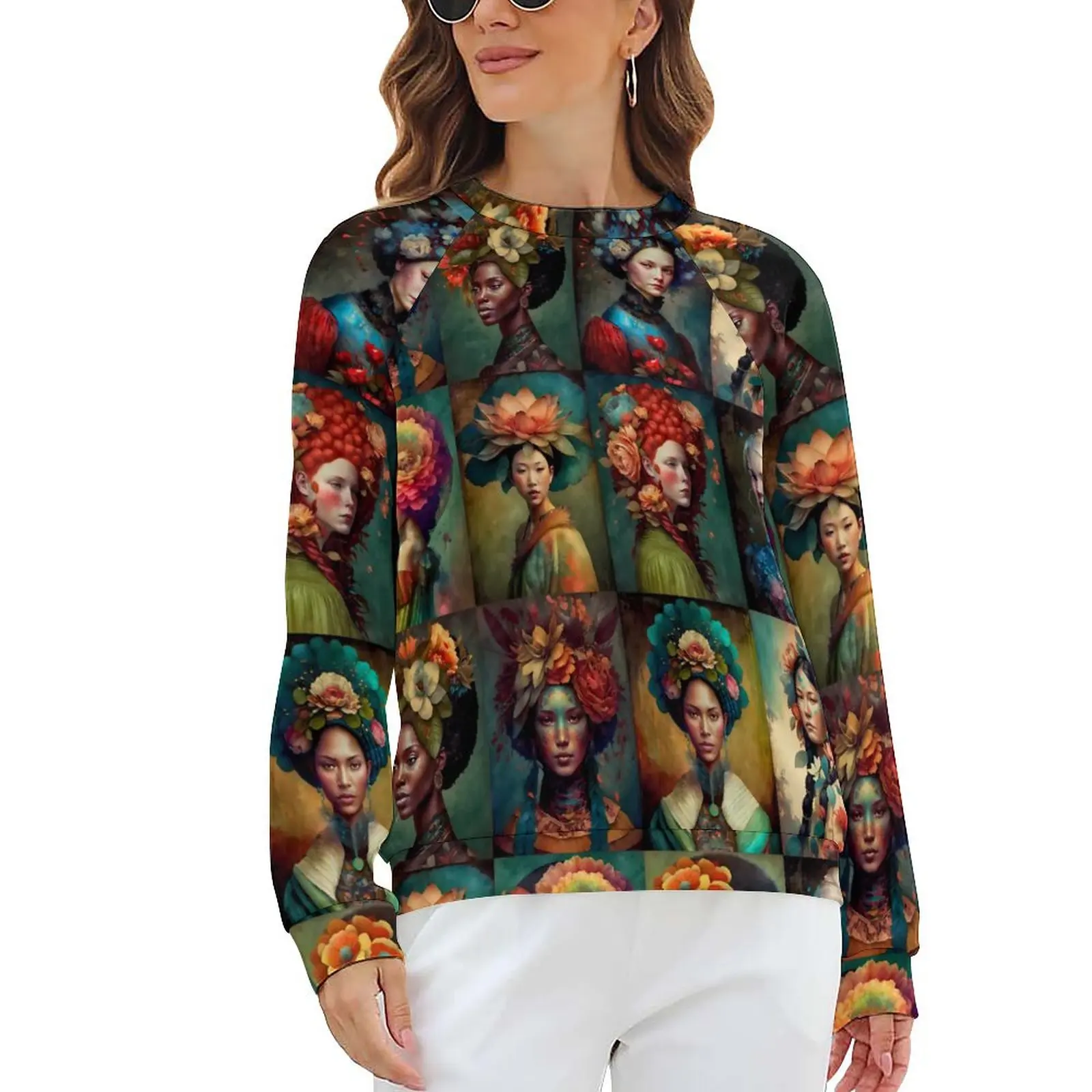 

Queen of The World Hoodies Female Long Sleeve Floral Print Y2k Casual Hoodie Hot Street Fashion Oversized Graphic Sweatshirts