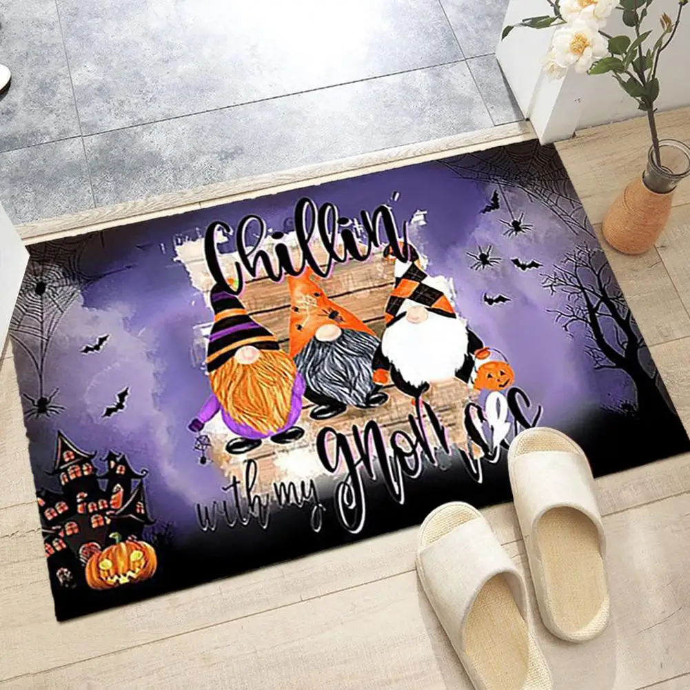 

Halloween Kitchen Rug Gnome Pumpkin Bat Boo Print Non-slip Bath Mat Entryway Rug Doormat Floor Front Door Mat Home Decor