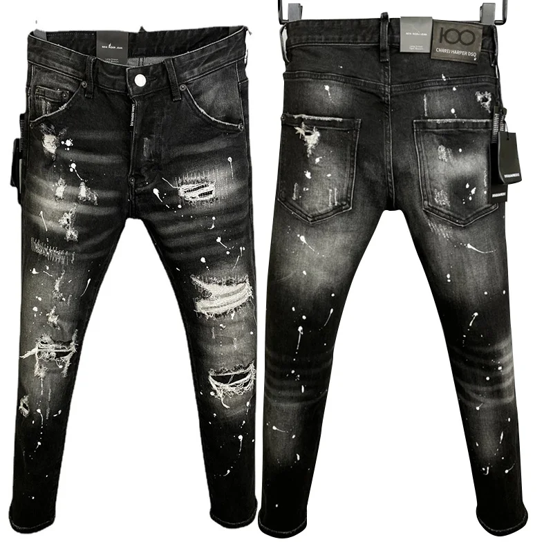 Starbags dsq 9859 D2 рваные Модные мужские джинсовые брюки квадратичные индивидуальные