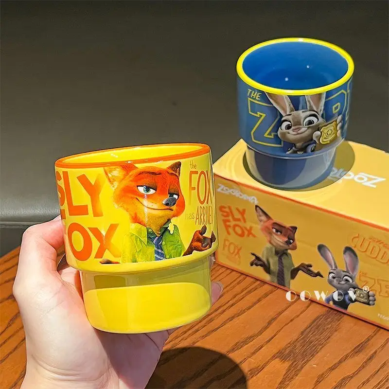 Фото Кружка Zootopia с Ником и Джуди, новый стиль, красивая кофейная чашка, керамическая парная кружка для воды, подарок на день рождения, милая, кавайная, очаровательная, красивая. №3