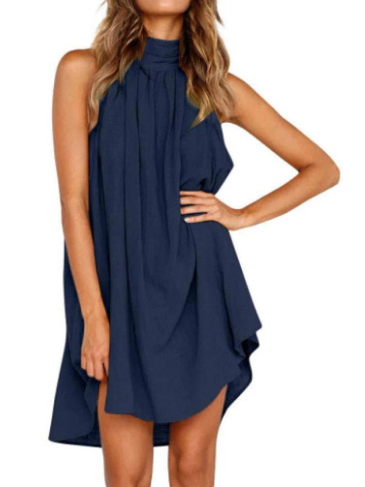 Летнее женское однотонное плиссированное платье HONGHANYUAN на пуговицах сексуальная