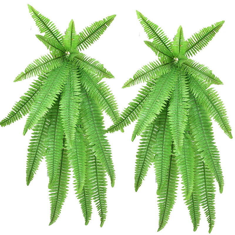 

Artificial Hanging Plants Large Tropical Rattan Fake Fern Grass Vine Plastic Leaves Wall for Vertical Garden Home Decor